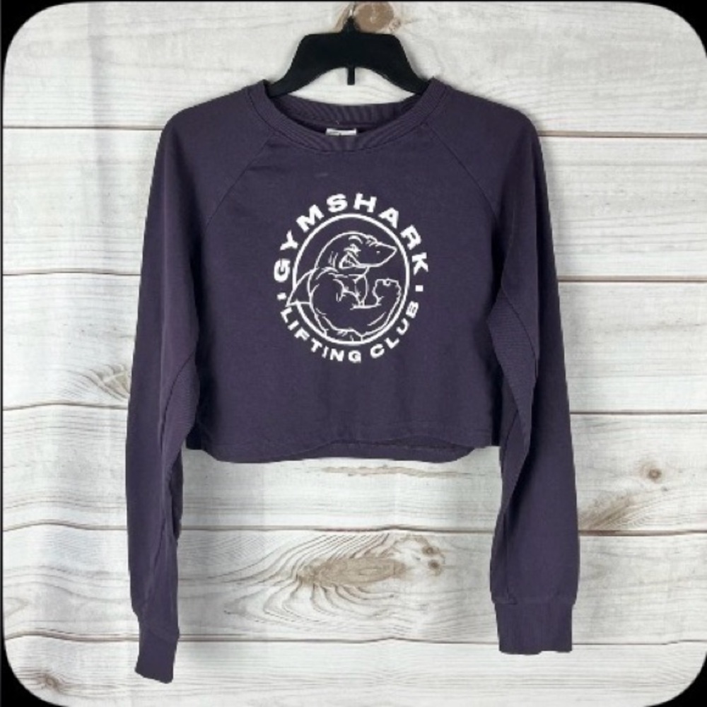 Gymshark Women's Dark Purple Cropped Sweatshirt